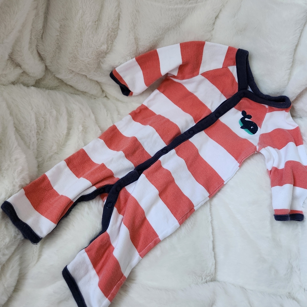 Carter's Red and White Striped Footie with Whale